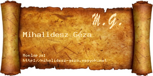 Mihalidesz Géza névjegykártya